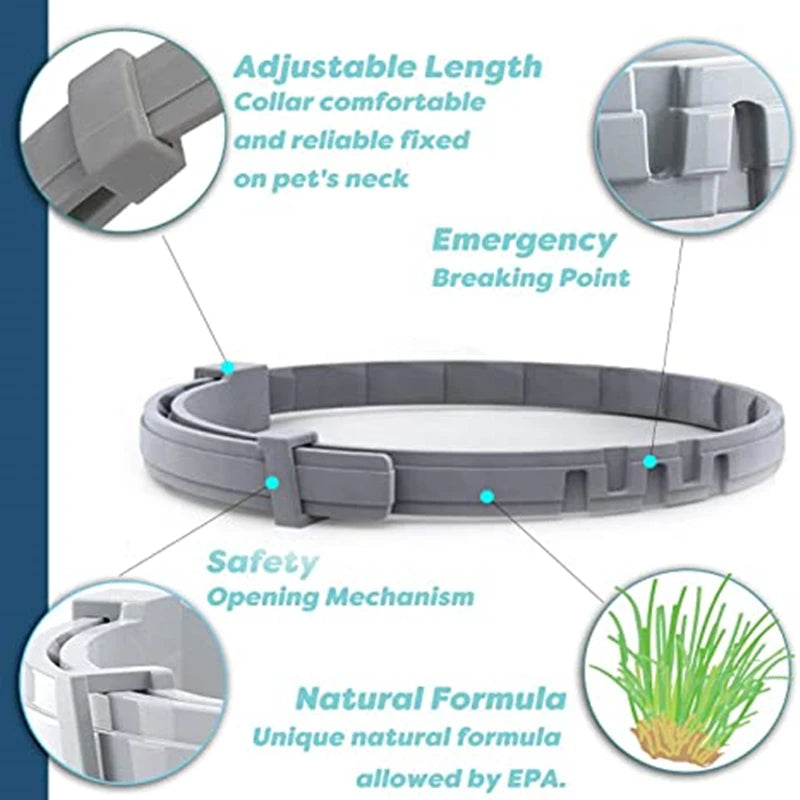 PetsSet®️ Cat Dog Collar Anti Flea Ticks Mosquitoes Outdoor Adjustable Pet Collars