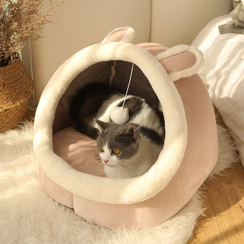 PetsSet®️ Süßes Katzen- und Hundebett, warmer Haustierkorb, gemütlich, Haustierliegekissen, Haustierhaus