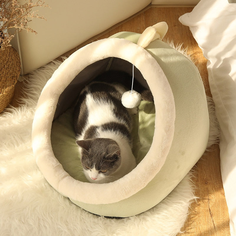 PetsSet®️ Süßes Katzen- und Hundebett, warmer Haustierkorb, gemütlich, Haustierliegekissen, Haustierhaus