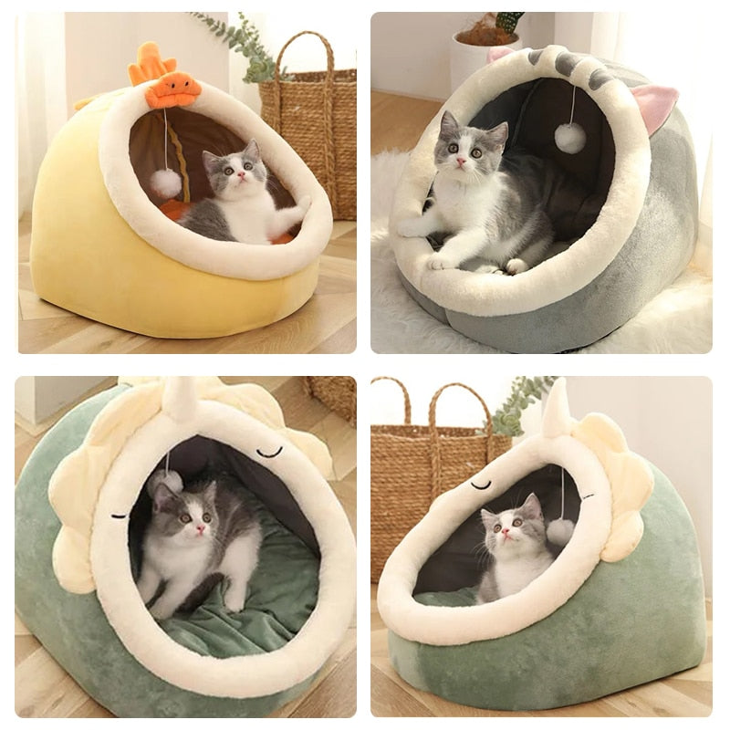 PetsSet®️ Süßes Katzen- und Hundebett, warmer Haustierkorb, gemütlich, Haustierliegekissen, Haustierhaus