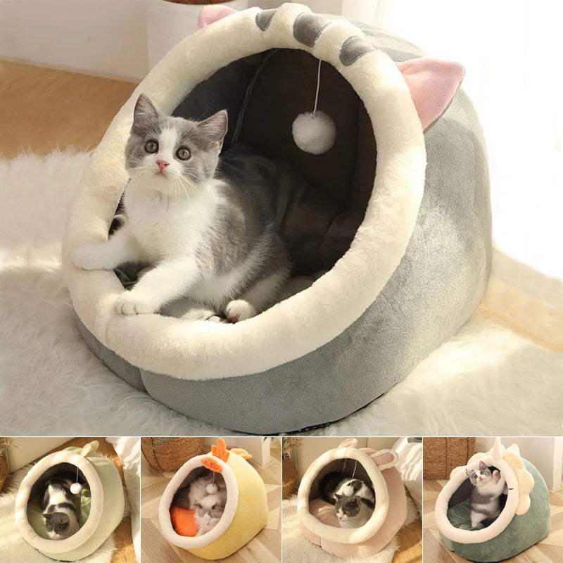 PetsSet®️ Süßes Katzen- und Hundebett, warmer Haustierkorb, gemütlich, Haustierliegekissen, Haustierhaus